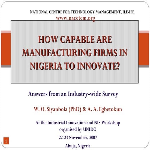 Firm-level innovation in Nigeria