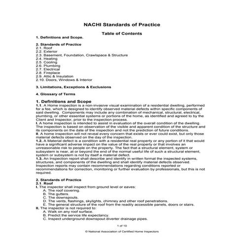 InterNACHI Standards of Practice