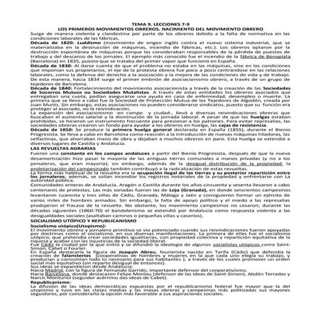 Nacimiento del Movimiento Obrero (con modificación 17 01-2018)