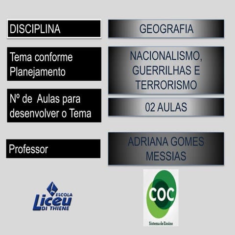 Nacionalismo, guerrilhas e terrorismo