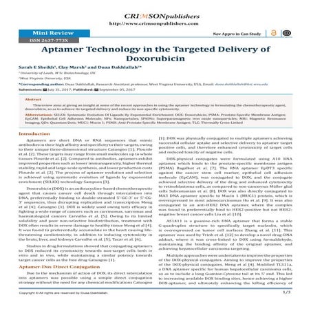 Aptamers based drug delivery | PDF
