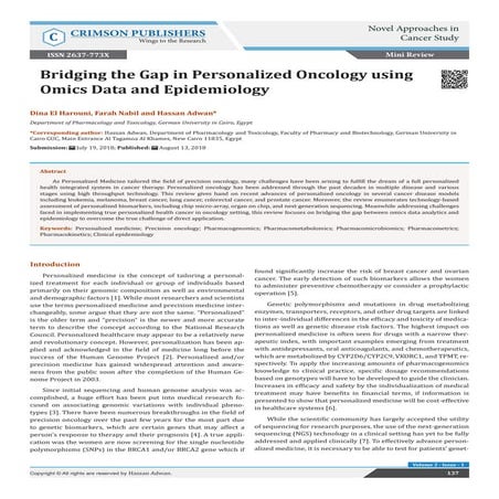 Bridging the Gap in Personalized Oncology using Omics Data and Epidemiology_C...