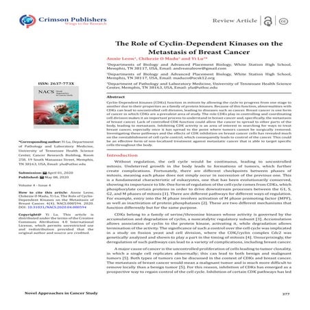 Cdk inhibitors as new target for cancer treatment. | PPTX