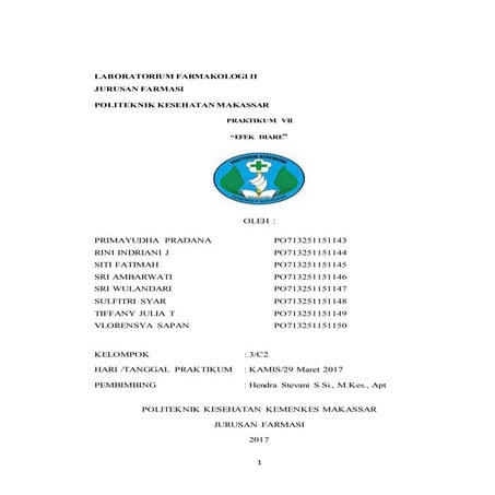 Laporan Farmakologi II "EFEK DIARE"