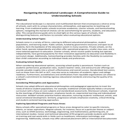 Navigating the Educational Landscape: A Comprehensive Guide to ...