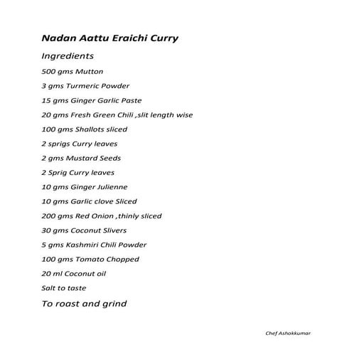 Nadan aattu eraichi curry