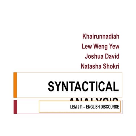 Discourse Analysis - Syntactical Analysis