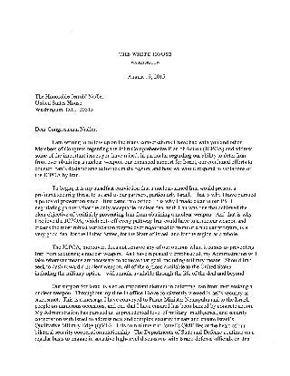 President Obama's Letter on Countering Iran