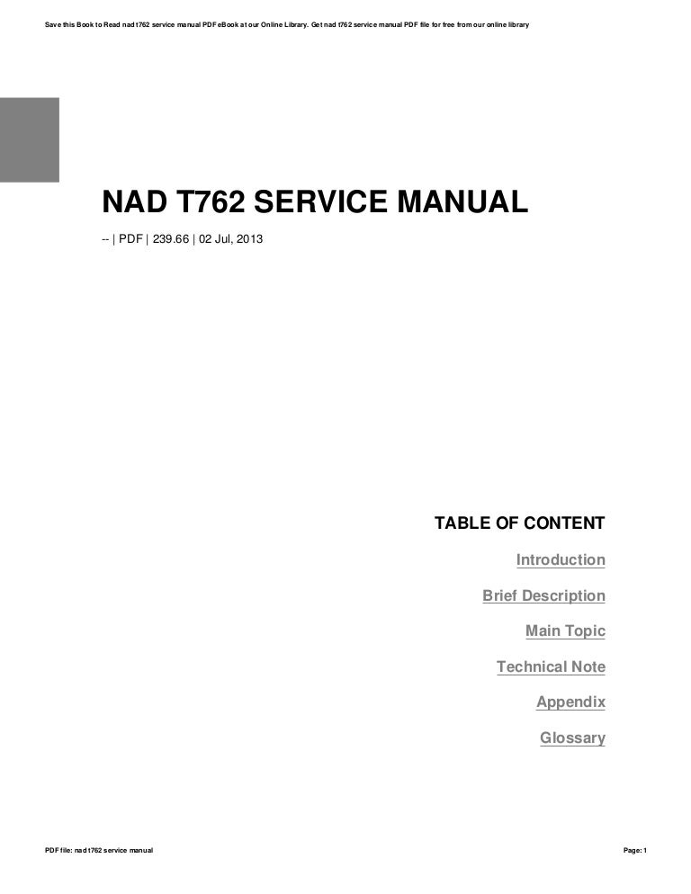 Nad t762 service manual