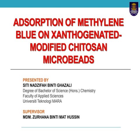 adsorption of methylene blue onto xanthogenated modified chitosan microbeads
