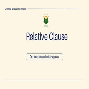GRAMMAR FOR ACADEMIC PURPOSES, about RELATIVE CLAUSES