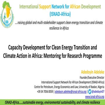 NAEE2018  Capacity Development for Clean Energy Transition and Climate Action in Africa