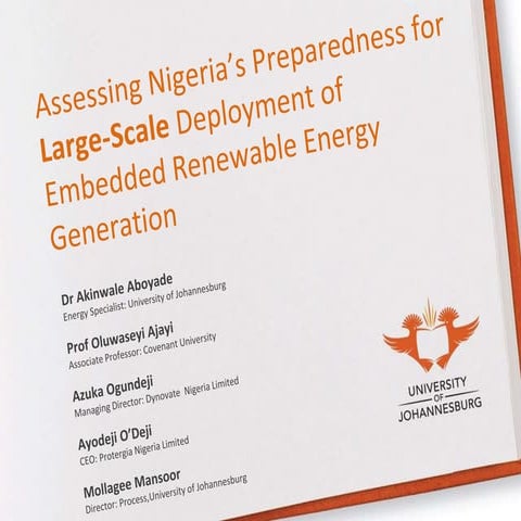 The Role of Policy in Financing Renewable Energy in Development Nigeria