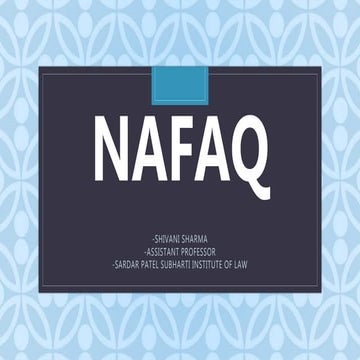 Nafaq and guardianship under muslim law