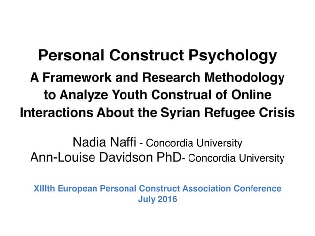 Personal Construct Psychology A Fra...
