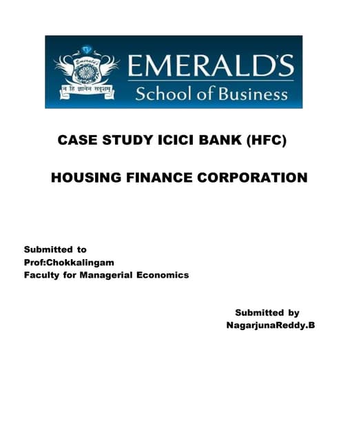 CASE STUDY ON ICICI HOUSING FINACE CORPORATION