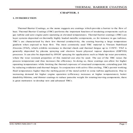 THERMAL BARRIER COATING seminar report Nagesh bhagwan shejol