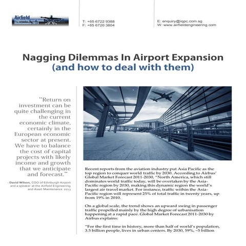 Nagging Dilemmas in Airport Expansion (and how to deal with them)