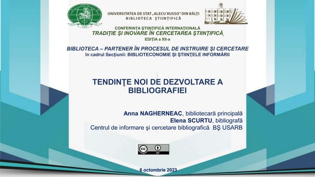 NAGHERNEAC, Anna, SCURTU, Elena. Tendinţe noi de dezvoltare a bibliografiei