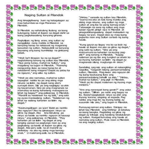 Naging sultan si pilandok | DOCX