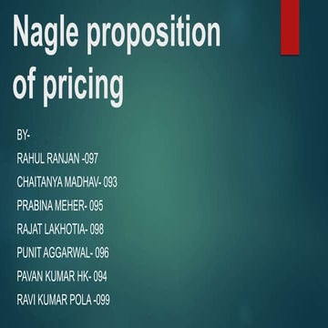 Nagle proposition in pricing