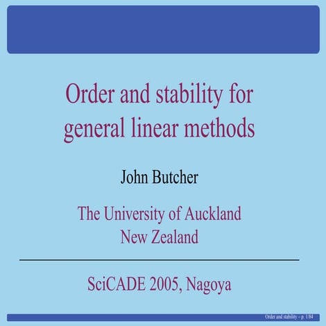 Order and stability for general linear methods