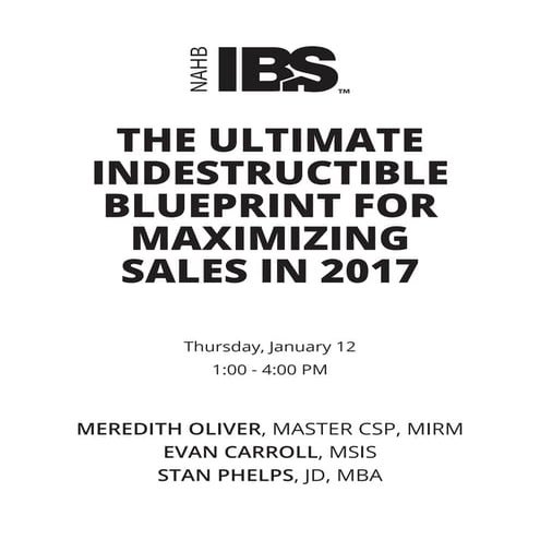 WORKBOOK - The Ultimate Indestructible Blueprint For Maximizing Sales in 2017