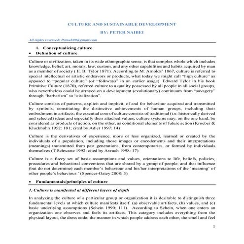 CULTURE AND SUSTAINABLE DEVELOPMENT