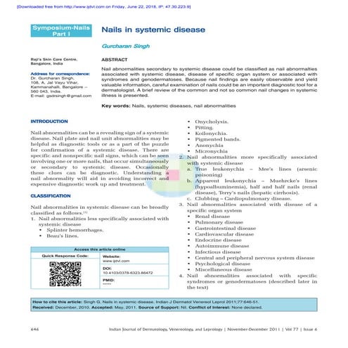 Nail in systemic diseases