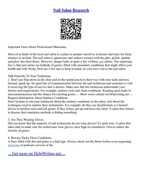 Nail Salon Research | PDF