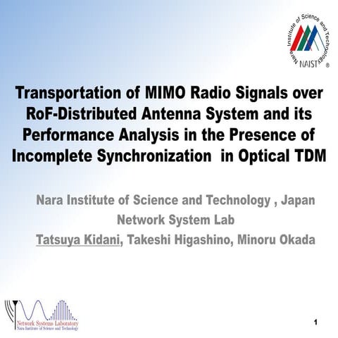 Transportation of MIMO Radio Signals over RoF-Distributed Antenna System and ...
