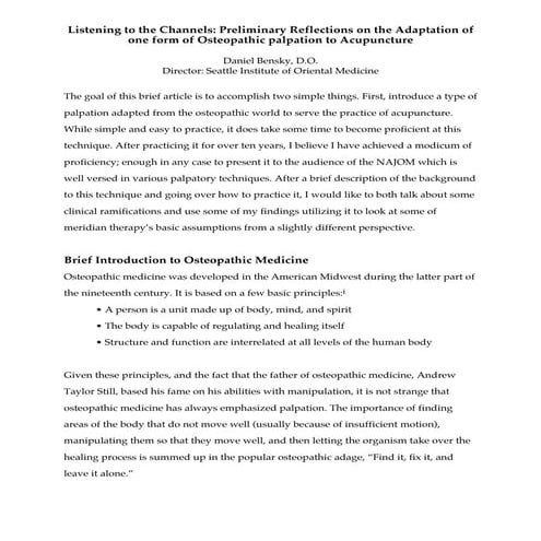 Channel listening - By Dan Bensky