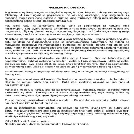 NAKALBO NA ANG DATU - buod ni Bb. Kimberly E. Betito | DOCX