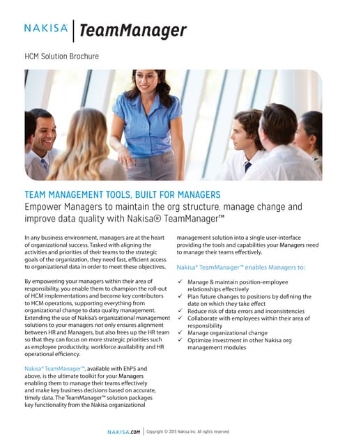 Empower Managers to maintain the org structure, manage change and improve dat...