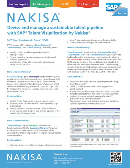 Devise and manage a sustainable talent pipeline with SAP® Talent Visualizatio...