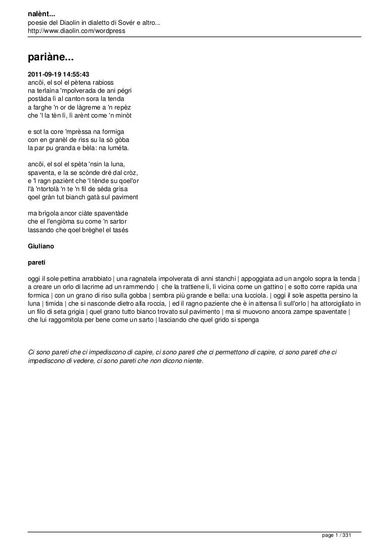 Poesie Di Natale In Dialetto.Nalent Poesie Del Diaolin In Dialetto Trentino Sover