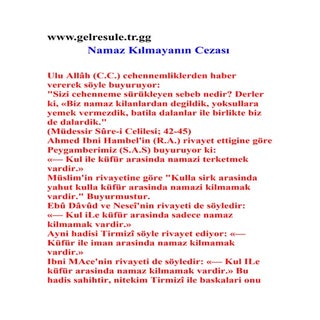 Namaz kilmayanin  Hali