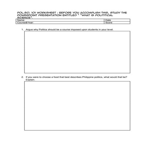 PolSci 101 Worksheet