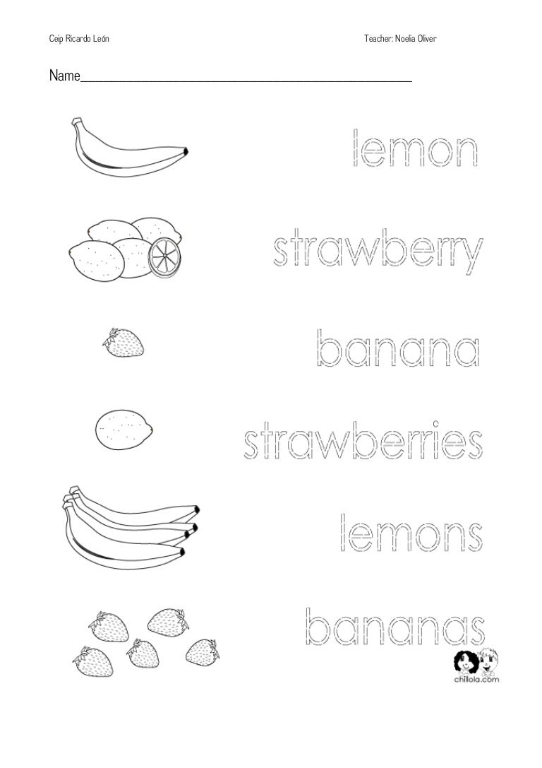 fruits worksheet