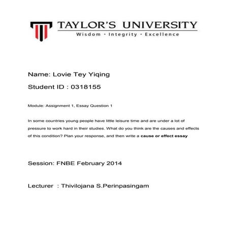 ENGLISH 1 ASSIGNMENT - Essay Writing | DOCX