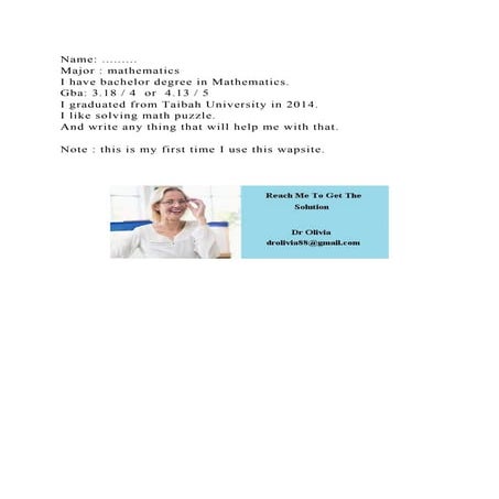 Name .........Major mathematicsI have bachelor degree in Math.docx