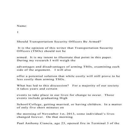 Name 1 Should Transportation Security Officers Be A.docx