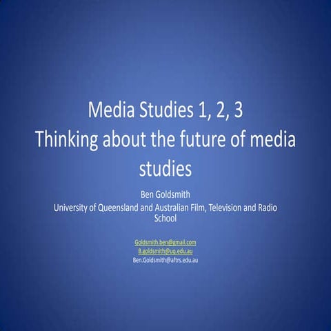 Media Studies 1, 2, 3 | PPTX | Genres