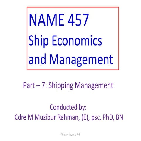 Name 457 maritime economics and management  shipping