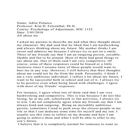 Name Adlin PolancoProfessor Kim D. Felsenthal, Ph.D.Course.docx