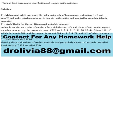 Name at least three major contributions of Islamic mathematicians..pdf