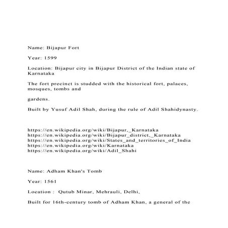 Name Bijapur Fort Year 1599 Location Bijapur city.docx