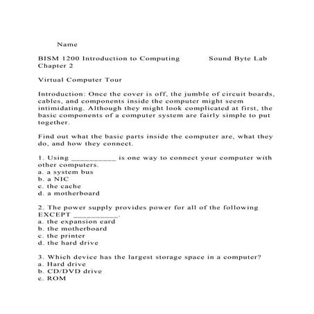 NameBISM 1200 Introduction to Computing Sound Byte Lab Chap.docx