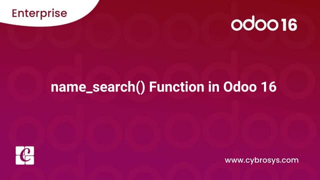 Name Search() Function in Odoo 16
