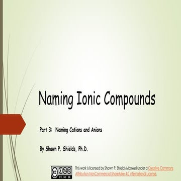Naming ionic compounds cations anions